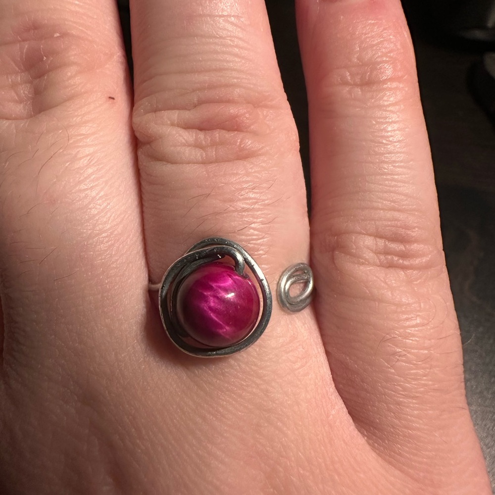 Handmade Adjustable Pink Tiger’s Eye Ring